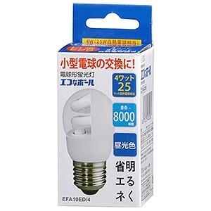 オーム電機(OHM) 電球形蛍光灯 エコなボール A形 白熱電球25W形相当 昼光色 E26口金 EFA10ED/4｜dendenichiba