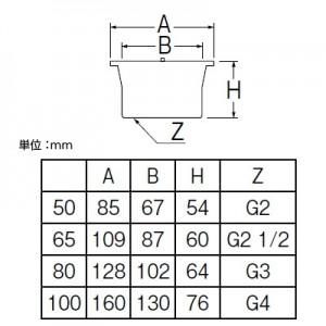 三栄水栓製作所 親子共栓 バスルーム用 呼び80(G3) ステンレス製 H221-80_2