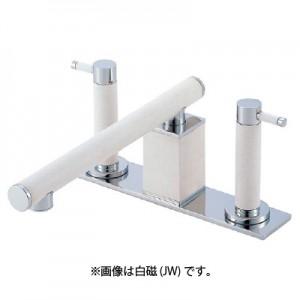 三栄水栓製作所 ツーバルブデッキ混合栓(ユニット用) 浴室用 断熱仕様 寒冷地用 色:墨磁 TOH K91300K-L-JD