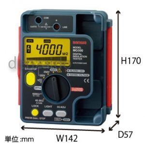 郵送送料無料 三和電気計器 絶縁抵抗計 デジタル 防塵防滴(IP54)設計 自動放電機能 3レンジ式 定格電圧:500/250/125V 抵抗測定:4000M MG500