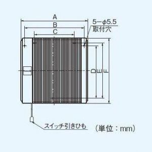 パナソニック 浴室用換気扇 同時給排形 プロペラファン 埋込寸法:250mm角 FY-20BAA2｜dendenichiba｜03