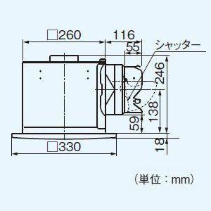 パナソニック 天井埋込形換気扇 排気 低騒音形 鋼板製本体 ルーバー別売タイプ 埋込寸法:270mm角 適用パイプ径:φ150mm FY-27B7｜dendenichiba｜02