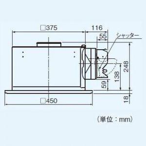 パナソニック　天井埋込形換気扇　排気・強-中-弱-微　低騒音・大風量形　風量切替機能内蔵形　鋼板製本体　ルーバー別売タイプ　FY-38BKA7