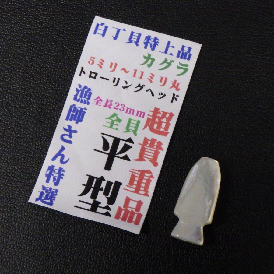 白丁貝特上品 5〜11ミリ丸 カグラ トローリングヘッド 長さ23mm 全貝