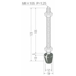 角田興業 M8×105 クランプ用圧えボルト トグルクランプ用ゴム付ボルト｜dendouki