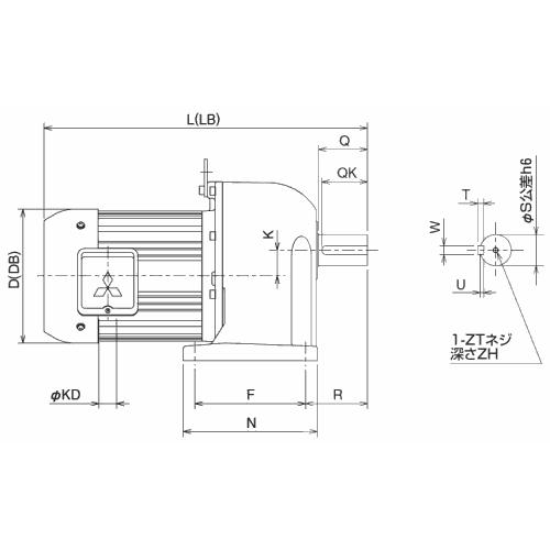 三菱電機 GM-S 0.1KW 1/10 ギヤードモータ GM-Sシリーズ(三相・脚取付