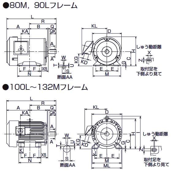 三菱 三菱電機 SF-JR 0.1kw 4P 200V モータ SF-JRシリーズ(三相 三菱 三菱電機 SF-JR 0.1kw 4P 200V モータ SF-JRシリーズ(三相