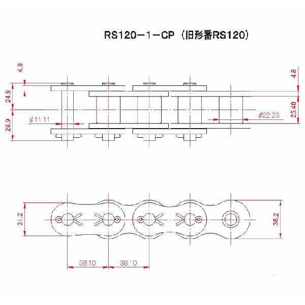 椿本チエイン RSローラチェーン RS120-1-CP-U : 伝動機ドットコム 