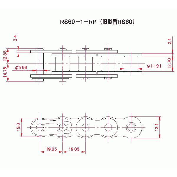 椿本チエイン RSローラチェーン RS60-1-RP-U : 伝動機ドットコム 椿本チエイン RSローラチェーン RS60-1-RP-U : 伝動機ドットコム