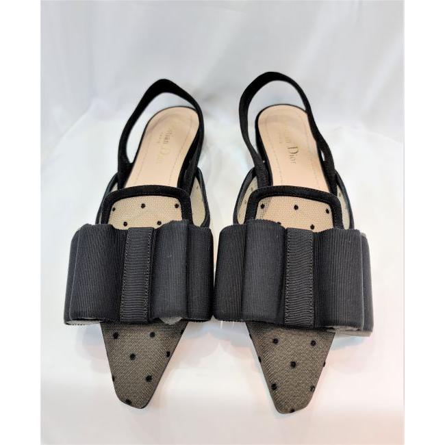 新品】DIOR クリスチャンディオール ドット チュール リボン サンダル 