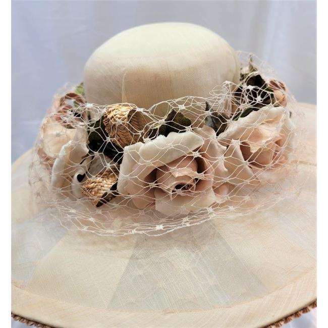 新品】平田暁夫 Akio Hirata ベージュカラー お花装飾 オーガンジー 