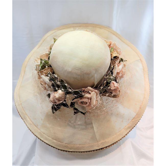 新品】平田暁夫 Akio Hirata ベージュカラー お花装飾 オーガンジー 