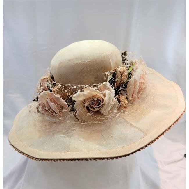 新品】平田暁夫 Akio Hirata ベージュカラー お花装飾 オーガンジー 