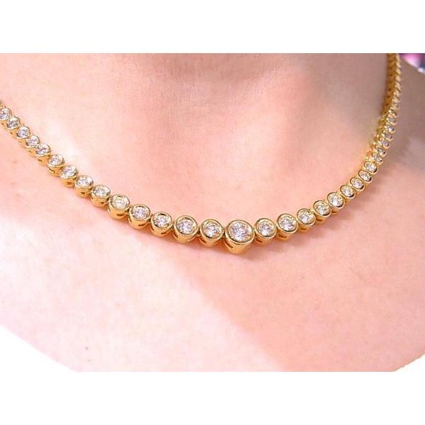K18YG 合計 3.00ct ダイヤモンド テニスネックレス N-994 : 田園調布 