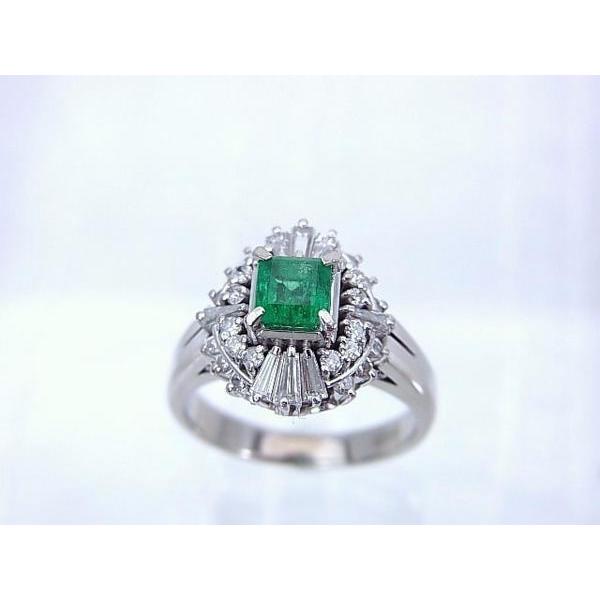 ダイヤモンド×エメラルド リング Pt900 0.80ct 0.45ct