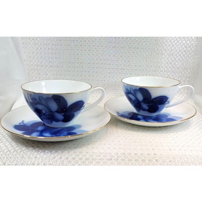 大倉陶園ブルーローズカップ5客ポット、クリーマー、シュガーポットセット