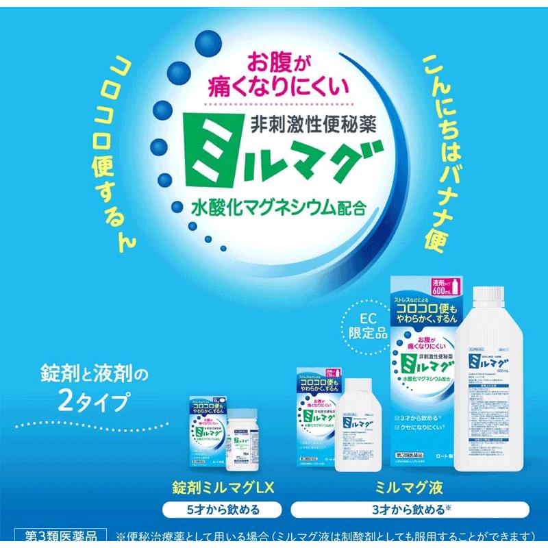 【第3類医薬品】【送料無料！2個セット】ロート製薬　錠剤ミルマグ LX 90錠×2 非刺激性便秘薬　便秘改善 水酸化マグネシウム配合｜denergy2｜03