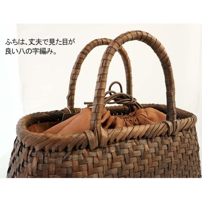 お取り寄せ商品】【かごや】くるみ籠 (丸/中/柿渋巾着/ポケット/あじろ