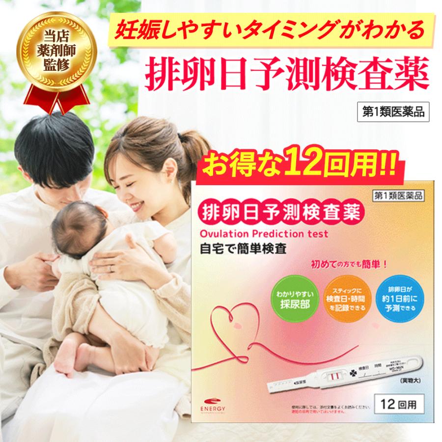 【第1類医薬品】【ネコポス・送料無料】エナジー排卵日予測検査薬 12回分　■要メール確認 ■薬剤師の確認後の発送となります。（Yahoo!・エナジードラッグ1号店）
