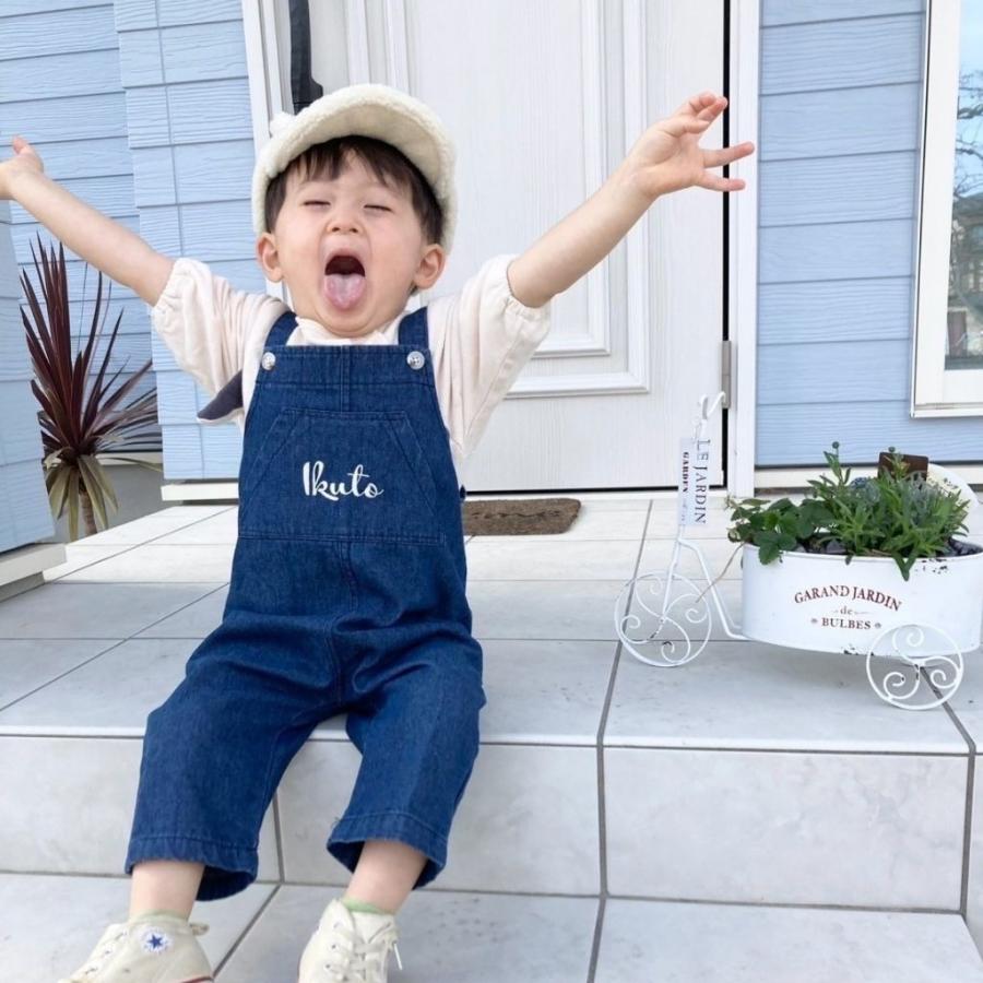 enicy 出産祝い 男の子 女の子 名入れ デニムサロペット ロゴ風 名前