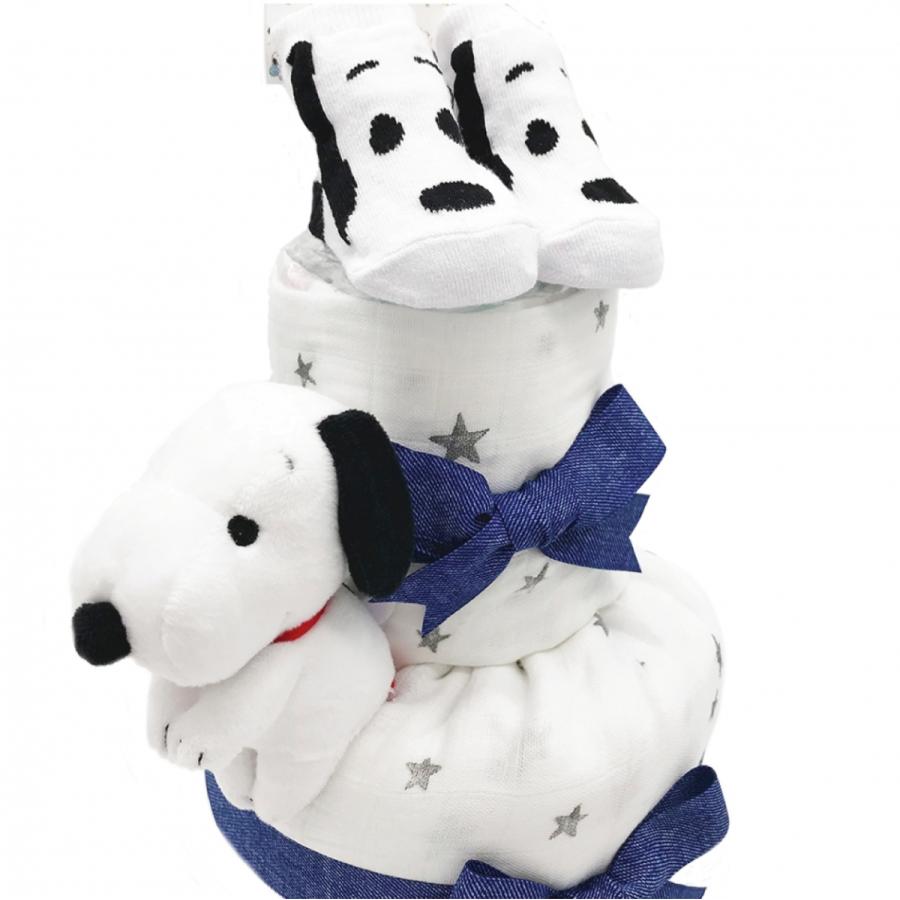 最安価格 おむつケーキ スヌーピー 出産祝い 男の子 女の子 キャラクター 靴下 ぬいぐるみ スワドル ギフトセット ベビー用品 星柄スワドル デニム リボン パンパース Supplystudies Com