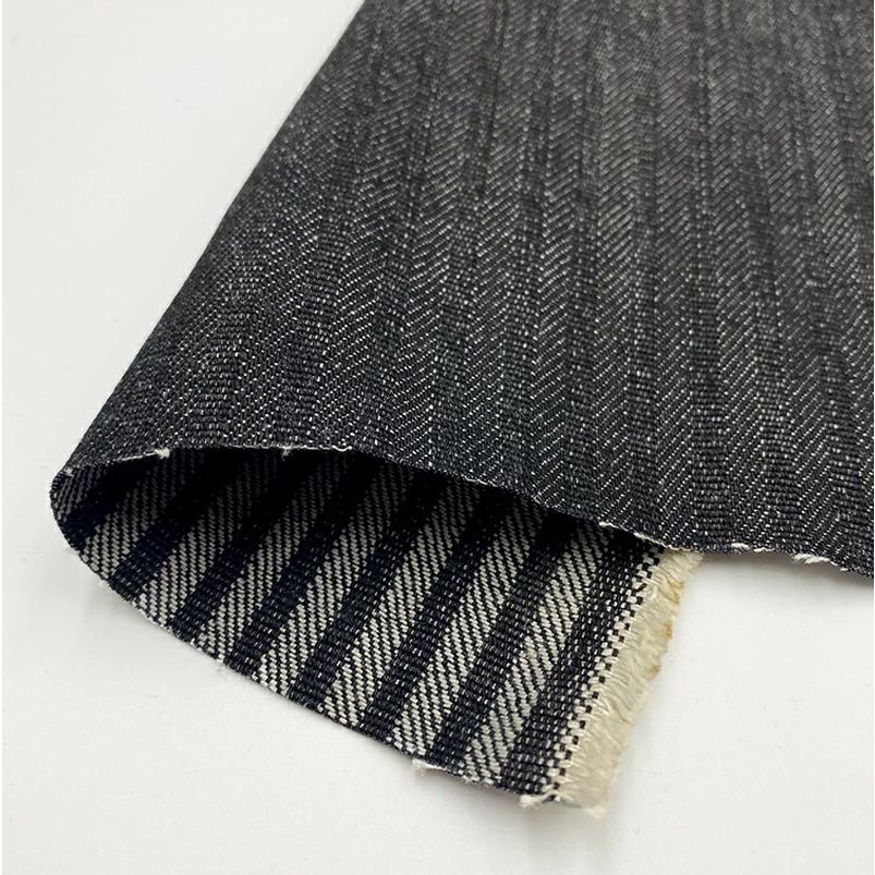 岡山デニム 昼夜ストライプブラックデニム 11オンス 綿100% デニム生地 井原デニム ハンドメイド | ブランド登録なし | 01