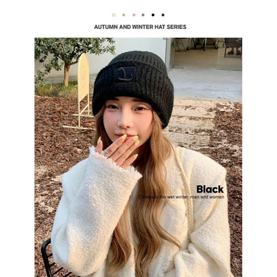 ウールニット帽 2個セット ホワイト・ブラック ニット帽子 ニットキャップ レディース メンズ 暖かい 可愛い 冬