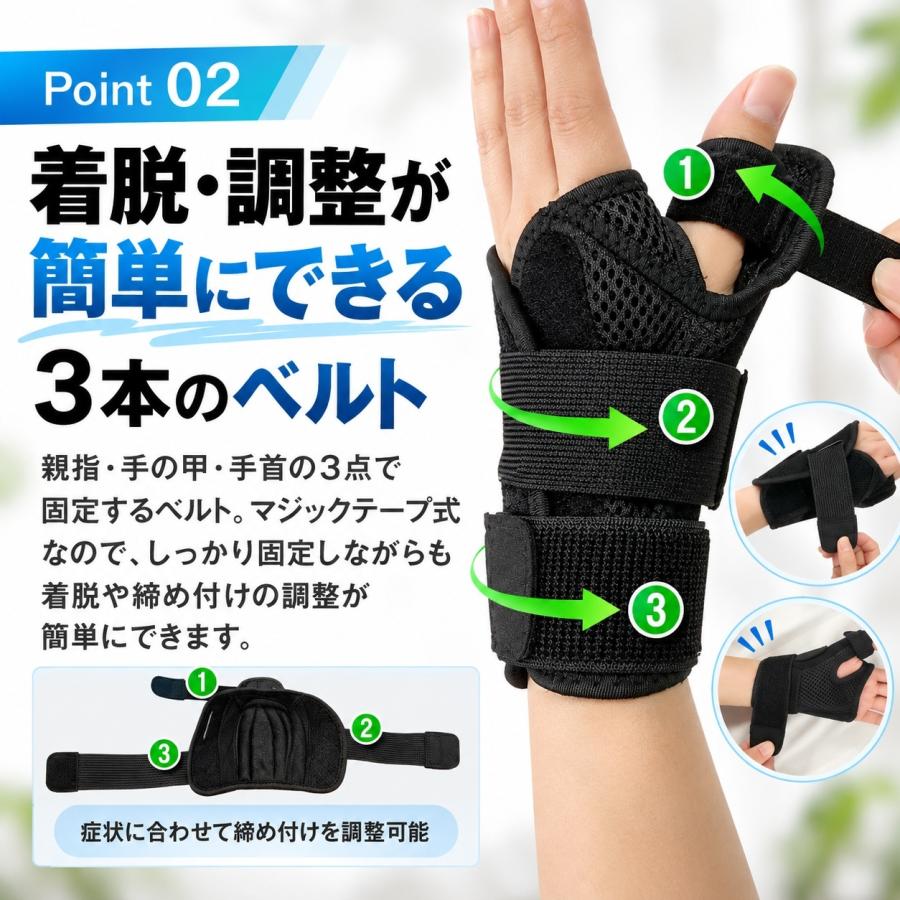親指サポーター 手首サポーター 固定 ダブルプレート 左右兼用