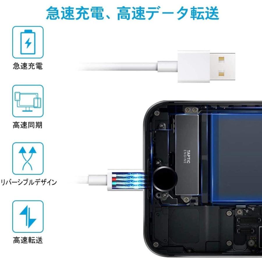 iPhone 充電ケーブル 充電器 コード 2m 急速充電 断線防止 強化素材 iPhone各種 モバイルバッテリー 送料無料 ios全機種対応【改良済み】｜denimstorm｜06