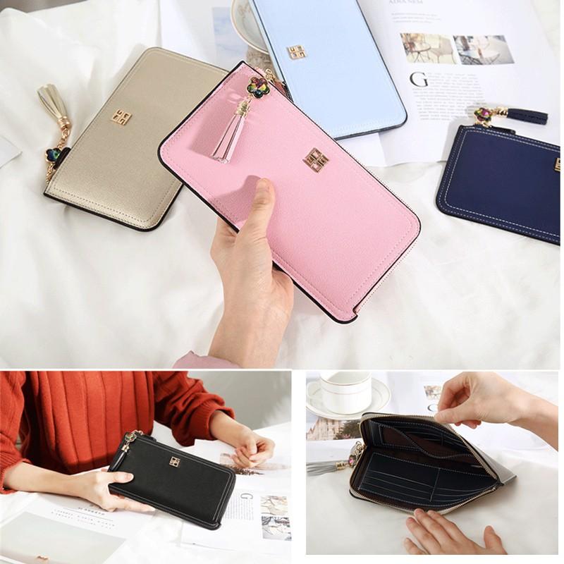 長財布レディース チャーム タッセル付き 財布 ロングウォレット 薄型 女性高級感 数量は多 スリム 大容量 シンプル 軽量 ｌ字ラウンドファスナー