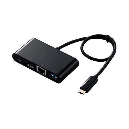 エレコム ELECOM Type-Cドッキングステーション  USB(3.0)1ポート HDMI1ポート LANポート 30cmケーブル DST-C09BK ブラック 〈DSTC09BK〉
