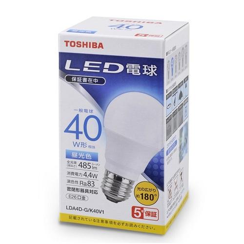 TOSHIBA 東芝 LED電球 40W 昼光色 E26 LDA4D-G/K40V1