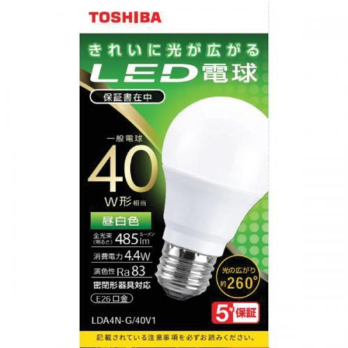 東芝 TOSHIBA LED電球 40W 昼白色 E26 LDA4N-G/40V1 〈LDA4NG40V1〉｜denkichiweb