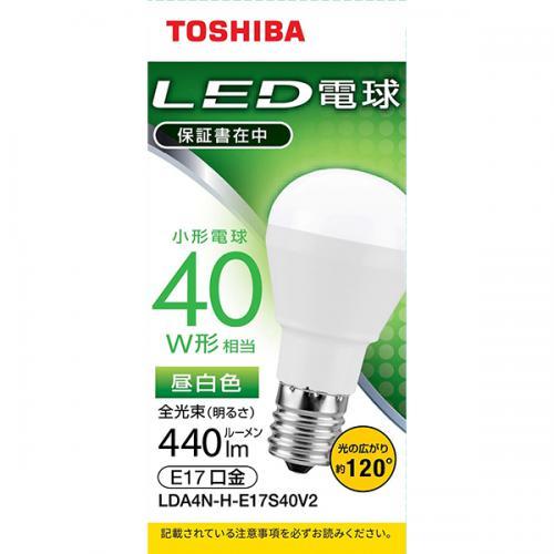 【5/12までポイント5倍】東芝 TOSHIBA LED小型電球 E17 40W形相当 昼白色 配光角120° LDA4N-H-E17S40V2 〈LDA4NHE17S40V2〉｜denkichiweb