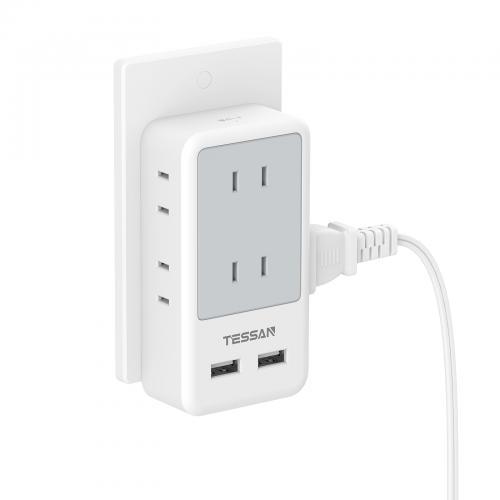 コンセントタップ TESSAN テッサン 電源タップ コンセントタップ 6個AC口 USBポート 蛸足