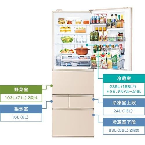 TOSHIBA 東芝 冷蔵庫 465L・右開き 5ドア GR-T470GZ-UC (大型 TOSHIBA 東芝 冷蔵庫 465L・右開き 5ドア GR-T470GZ-UC (大型