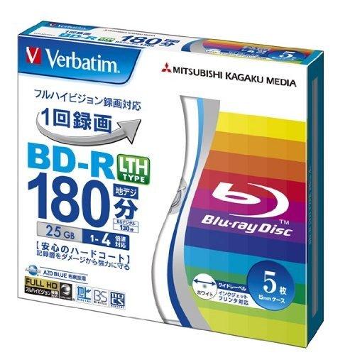 MITSUBISHIケミカルメディア 録画用BDR LTH Verbatim 片面1層 25GB 4倍速対応 5枚入 VLR130YP5V1