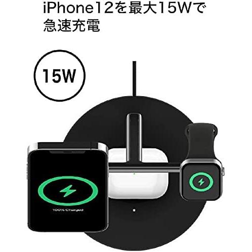 BELKIN 3 in 1 ワイヤレス充電器 急速充電 ブラック WIZ009DQBK 