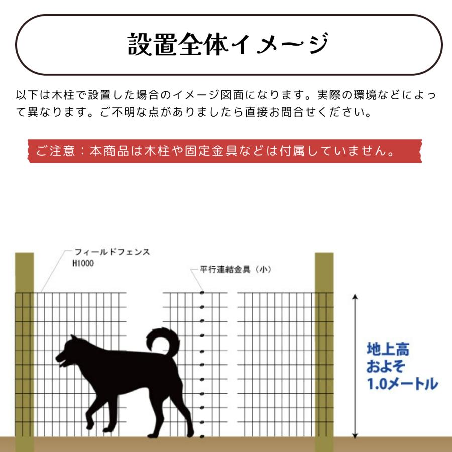 小型犬〜中型犬向け）ドッグランフェンス 高さ1m×20m（段数11段／20m 
