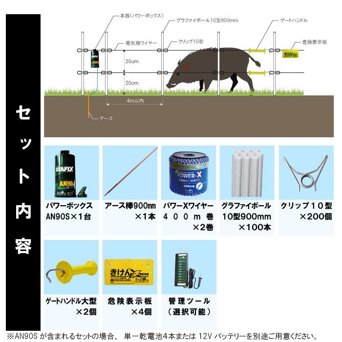 イノシシ 電気柵 セット【 猪400ストロング（オンライン限定セット