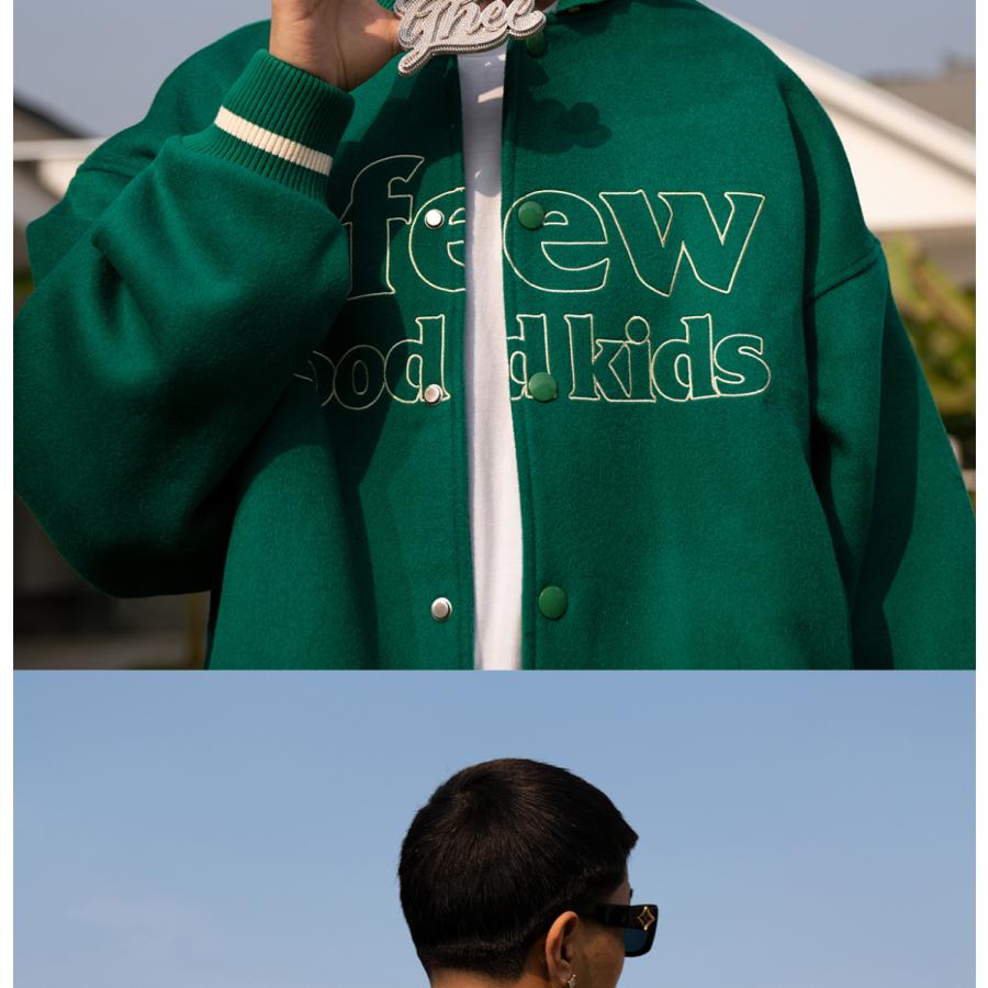 A FEW GOOD KIDS アフューグッドキッズ AFGK ANGEL COLLAGE JKT スタジャン ワッペン レディース ジャケット グリーン ブラック [在庫あり][即納可]｜denkizoku｜03