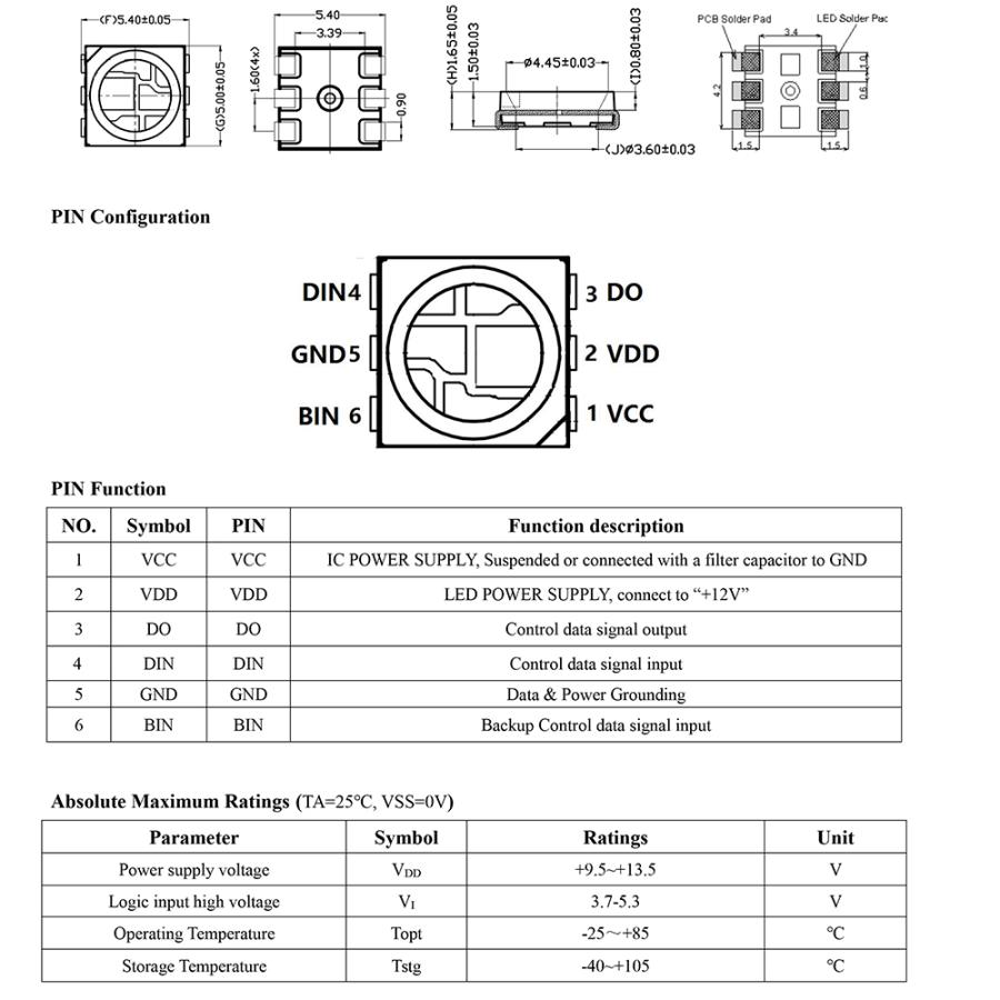 LED RGB マイコン内蔵 WS2815B-B フルカラー 12V シリアル通信 面実装 10個入り 黒色 : 電光ストア - 通販 ...