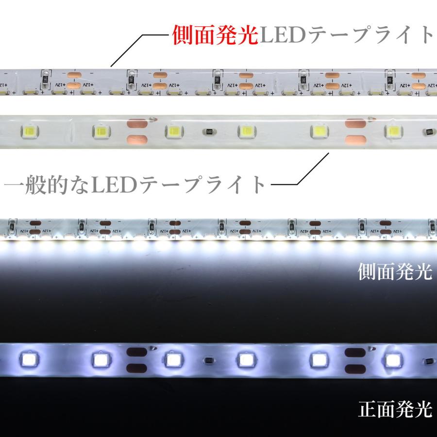 LEDテープライト 側面発光 12V 30cm 高密度 防水 1チップ 白ベース