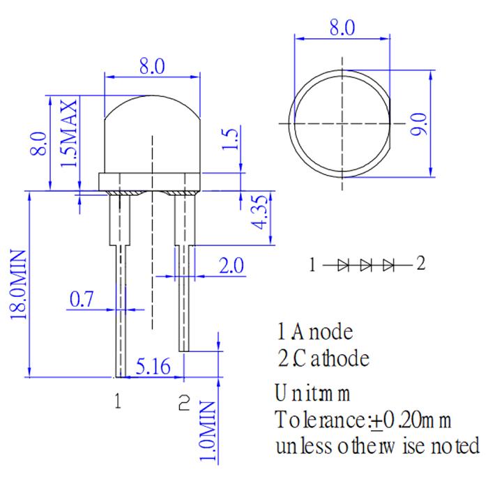 LED 発光ダイオード 8mm 3チップ 高輝度 明るい 電子工作 発光素子 5個入り : 電光ストア - 通販 - Yahoo!ショッピング