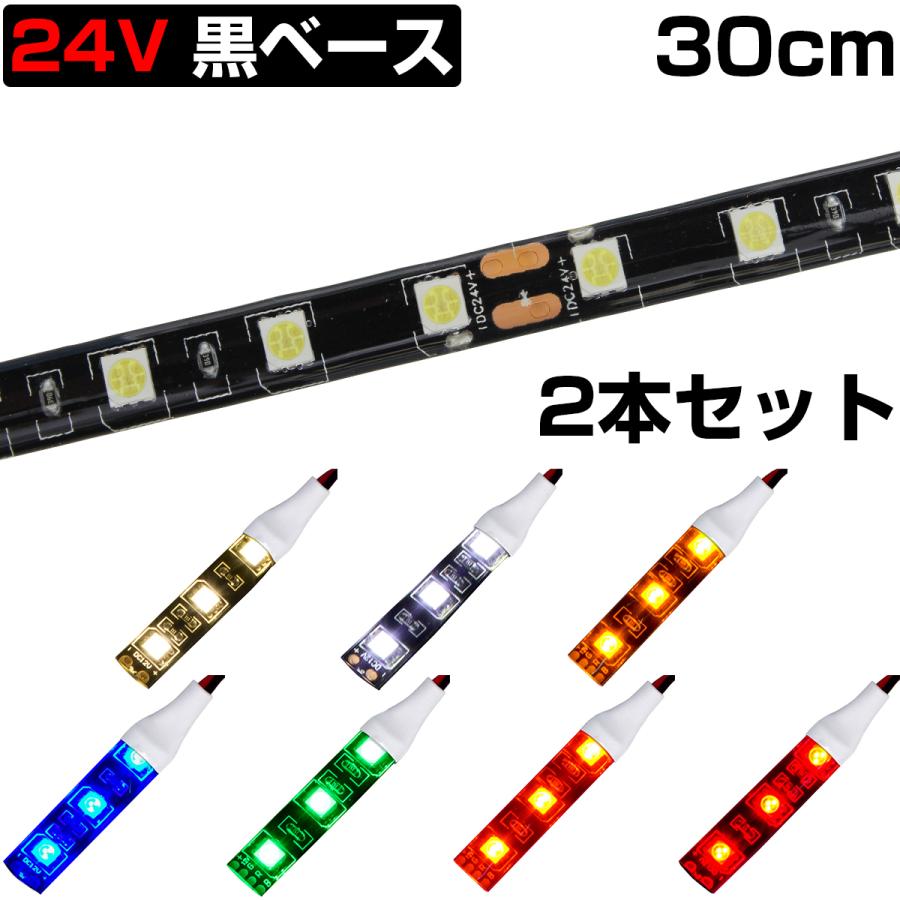 Ledテープライト 30cm 24v 防水 3チップ 黒ベース 正面発光 トラック 電飾 高輝度 両面テープ 2本セット 売れ筋アイテムラン