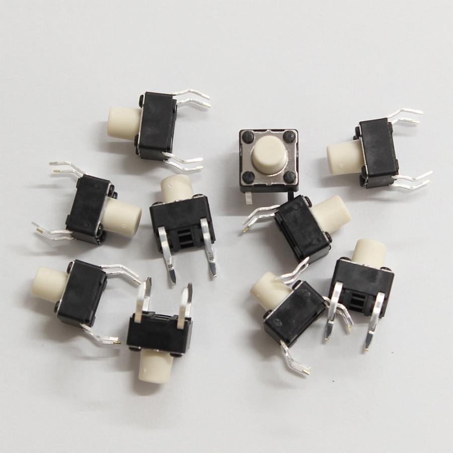 タクトスイッチ 押しボタンスイッチ 基板用 2.54mm ピッチ 4ピン DIP