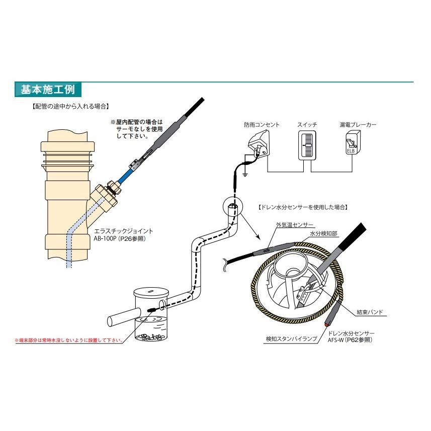 アサヒ特販 排水路ヒーター SH-6FS AC100V 6m 細径タイプ : 電球