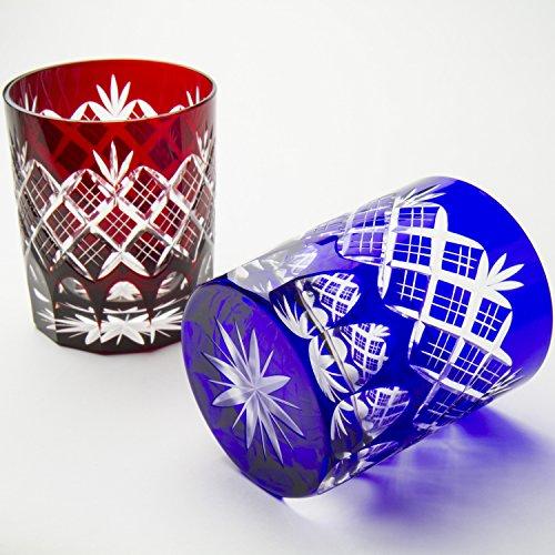 田島硝子 江戸切子 重ね矢来文様菊底 オールドグラス ペア Tg04 24 2