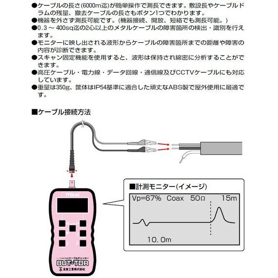 未来工業 BUT-TDR ケーブルチェッカー（ケーブル診断・測長機） : 電 