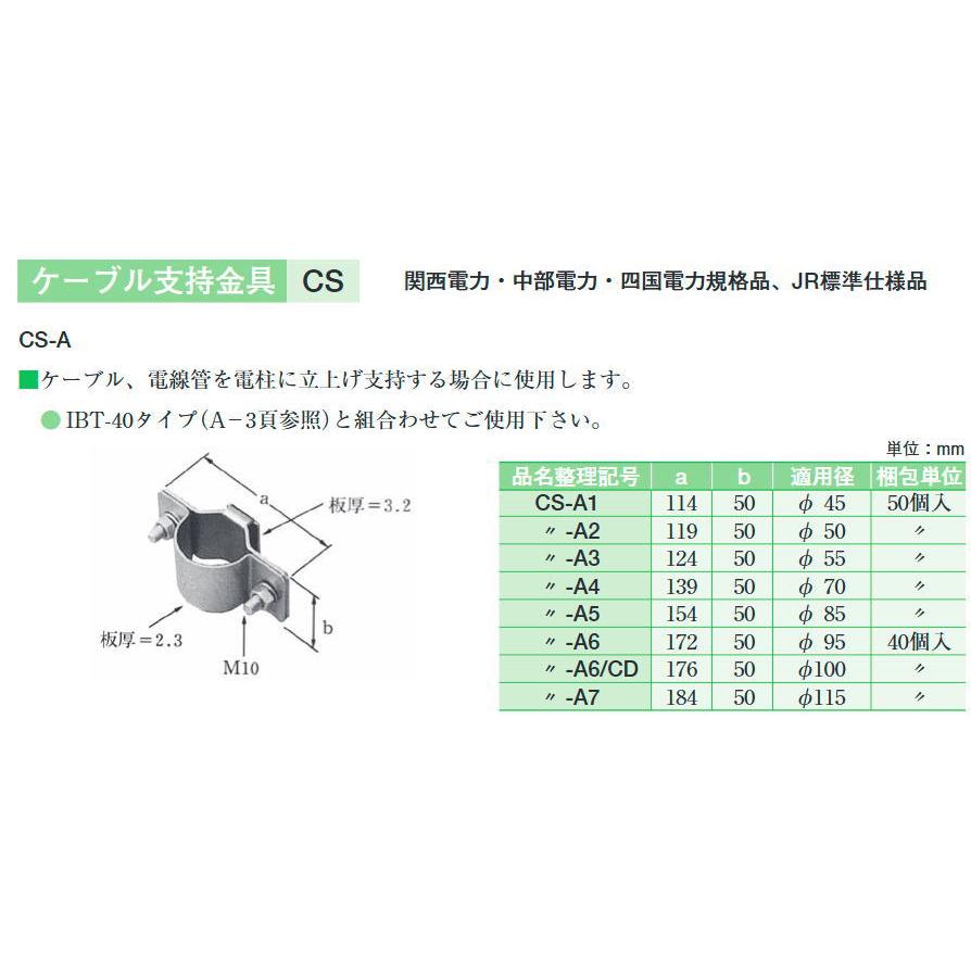 イワブチ【 CS-A4 】電柱立上げ ケーブル支持金具 【適用径：φ70mm】【1個単位】 |  | 01